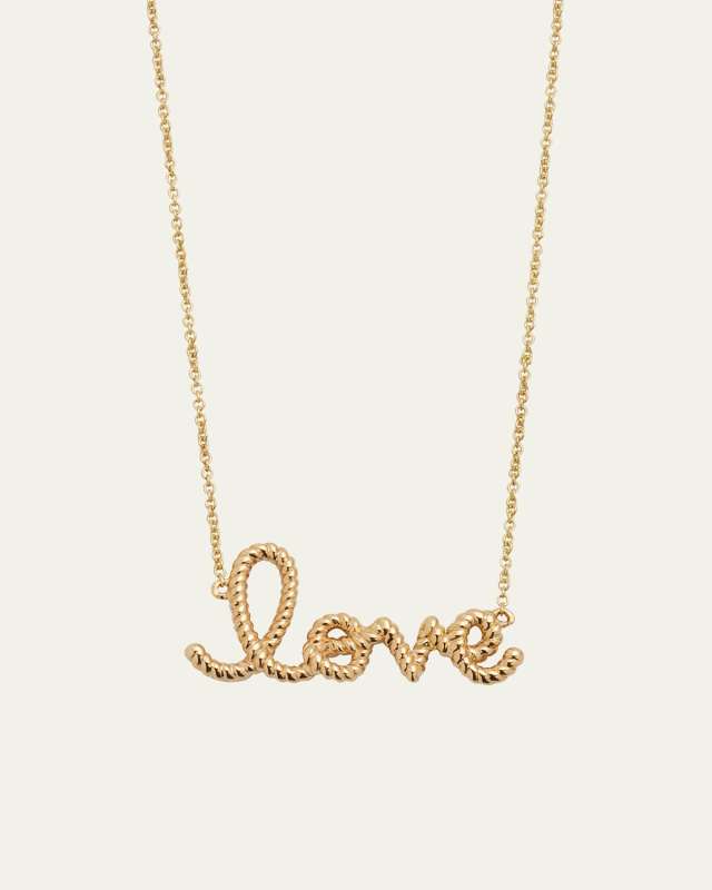 14K Yellow Gold Medium Rope Love Pendant Necklace